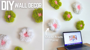 DIY flower yarn wall decor