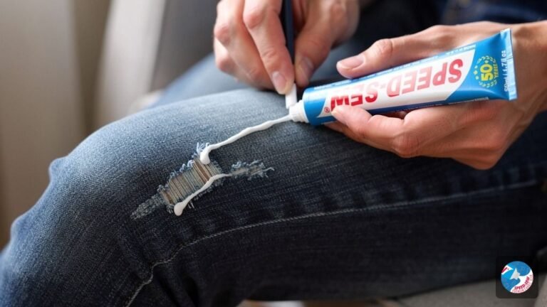 A close-up of a person wearing denim cut-off shorts with a clean, no-fray hem, achieved without sewing.